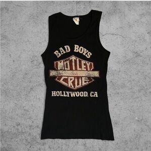 Vintage Black Motley Crue Bad Boys Hollywood, California Ribbed Tube Top Tank